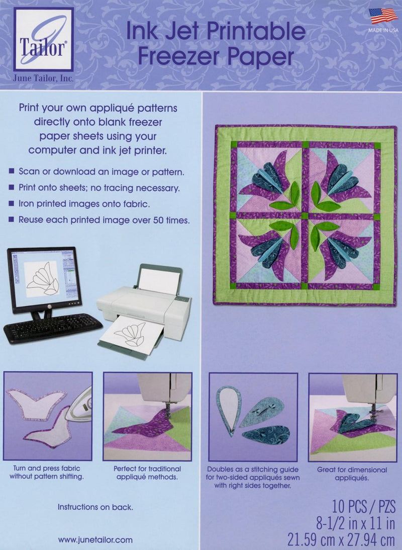 Freezer Paper by June Taylor - 8.5" x 11" Ink Jet Printable  (10 Sheets)
