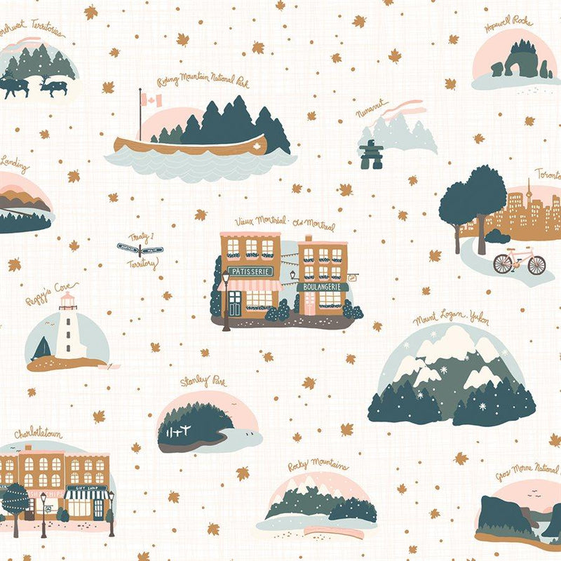 From Far and Wide by Moda - Scenes on Pale Pink 13221-12