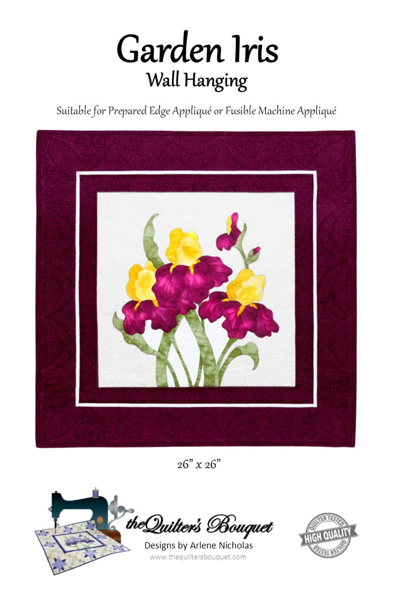 Garden Iris Wall Quilt PATTERN by Quilter's Bouquet (26" x 26")