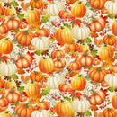 Gather With A Grateful Heart - Timeless Treasures - Pumpkin on Leaves CD3516-Cream
