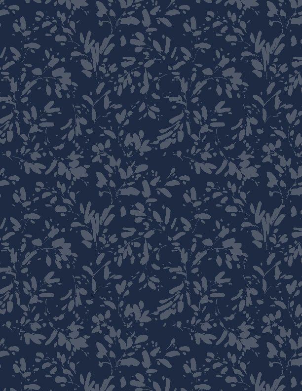 Green Fields by Wilmington - Tonal Leaves Dark Blue 17806-494