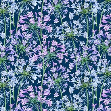Gypsy Flutter - Blank Quilting - Sm Flowers 3050-77 Dk Blue
