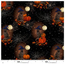 Harvest Haunt - Blank Quilting - Black Cats with Witch Hats & Pumpkins - Black 4807-99