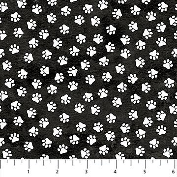 Hide and Seek - Northcott - B/W Cat Paws 27652-99