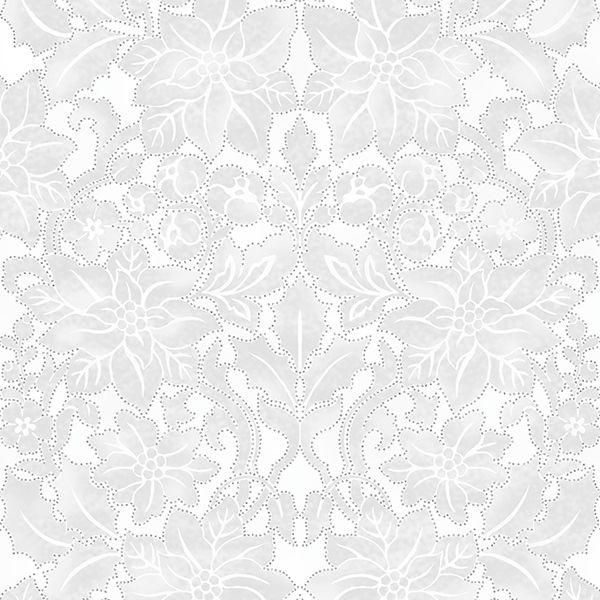 Holiday Elegance by Hoffman - Grey Leaves on White 27169-176
