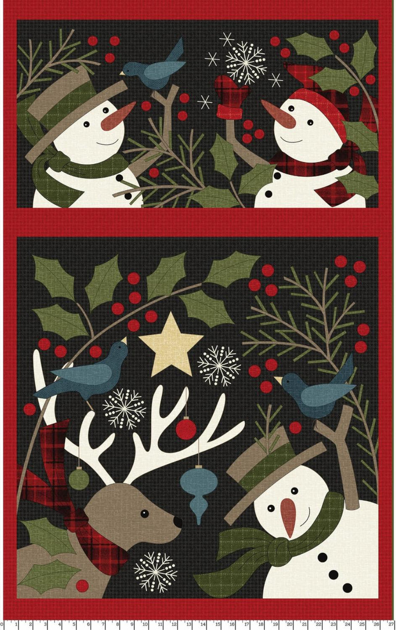 Holly Jolly Flannel - PANEL - Maywood Studio - Snowmen 27"x42" MASF10890-J
