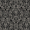Hummingbirds & Honeysuckle for Benartex - Damask Black 13216-11
