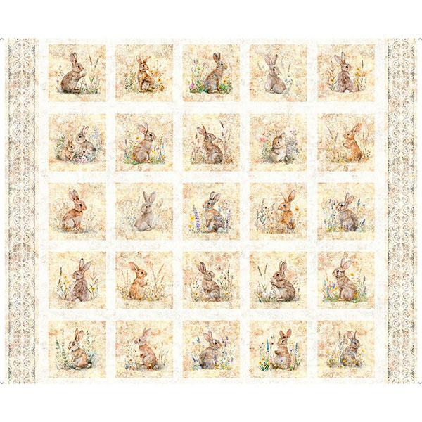Hunny Bunny - 36" PANEL by QT Fabrics - Bunny Picture Patches - Cream