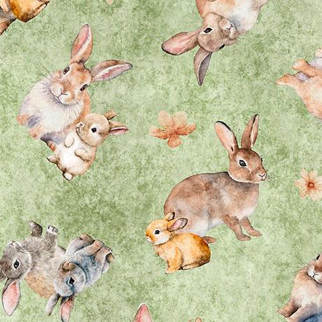 Hunny Bunny - QT Fabrics - Tossed Bunnies 30979-H Sage
