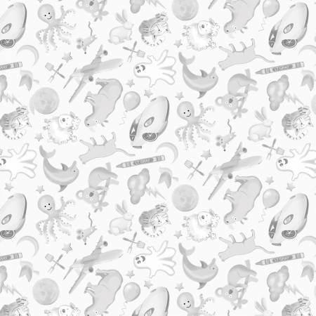 I Spy Objects by Gail Cadden for Timeless Treasures - CD2615 Grey