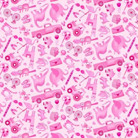 I Spy Objects by Gail Cadden for Timeless Treasures - CD2621 Pink