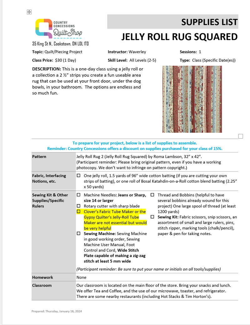 Jelly Roll Rug Squared (May 30, 2024)