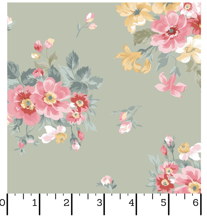 La Fleur Flannel - Maywood Studio - Bouquets Green MASF10991-G