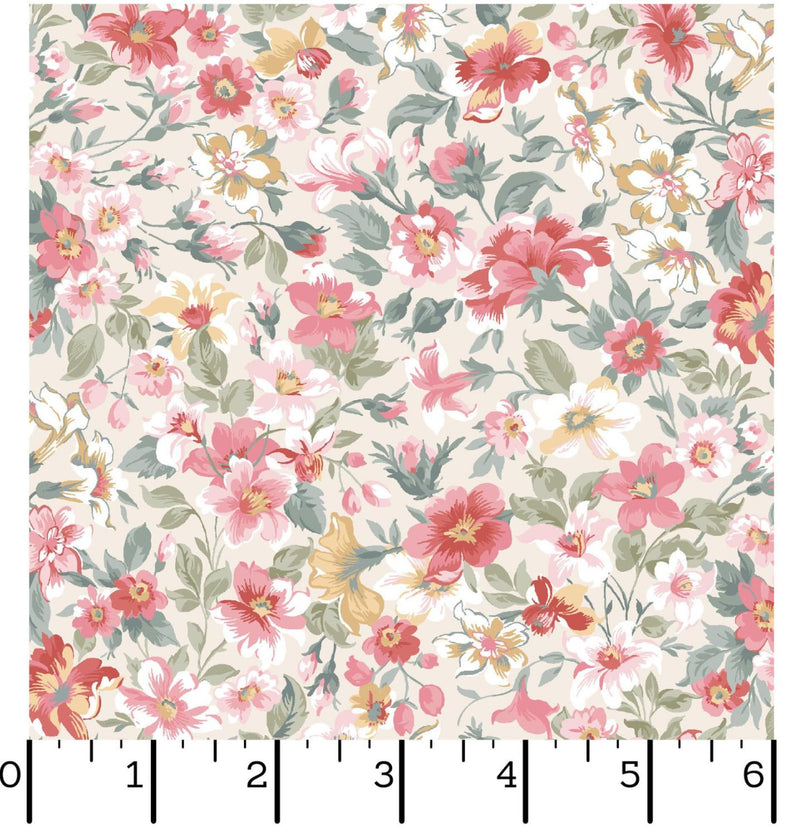 La Fleur Flannel - Maywood Studio - Packed Floral Cream MASF10992-EZ