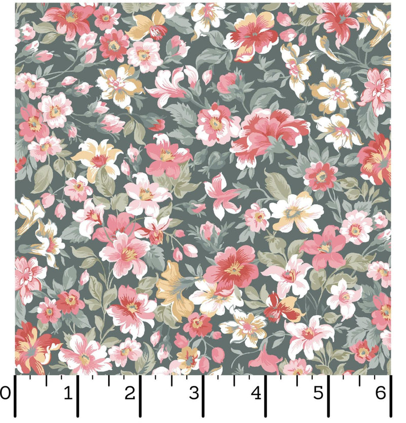 La Fleur Flannel - Maywood Studio - Packed Floral Green MASF10992-GZ