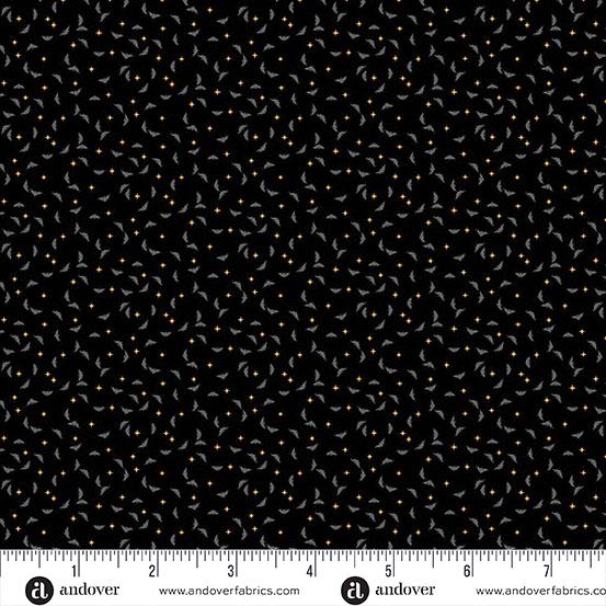 Midnight Moon - Andover Fabrics - Pitch Black Bats - A1532-K