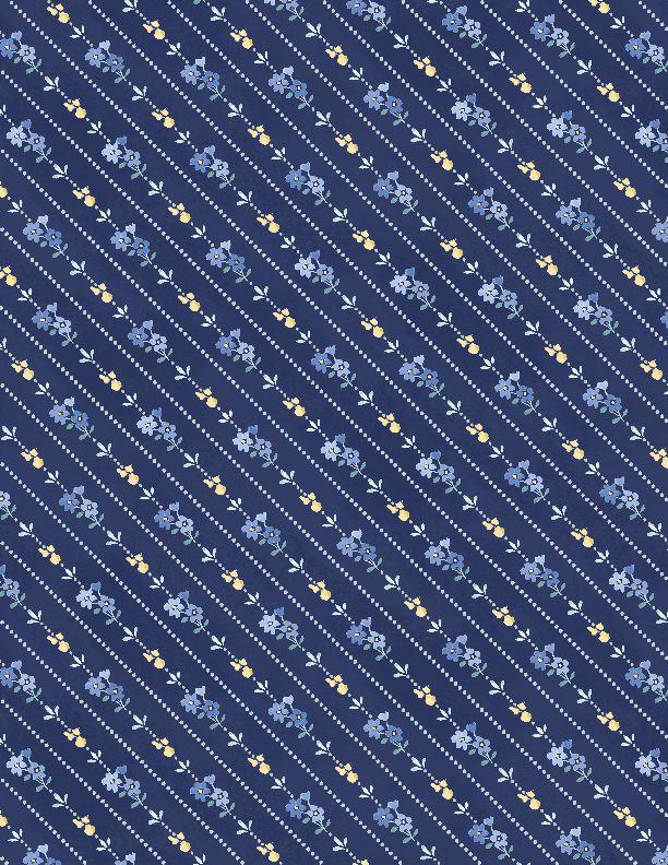 Morning Blooms by Wilmington Prints - Diagonal Stripe Navy 89277-445