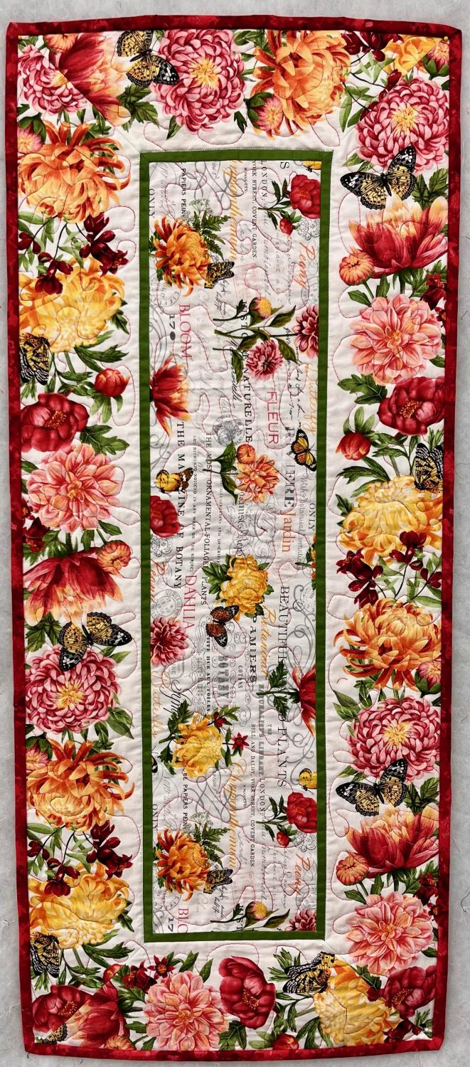 Morning Blossom - SAMPLE - FINISHED Quilted & Bound - TABLERUNNER 15" x 38.5"