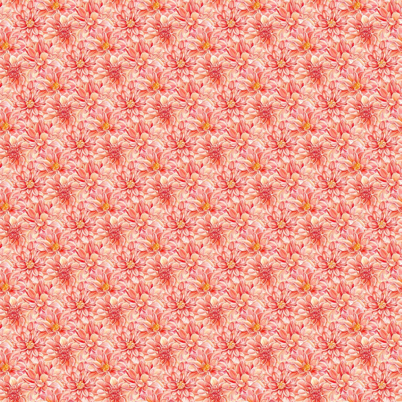 Morning Blossom by Northcott - Dahlia Toss Coral  94923-54