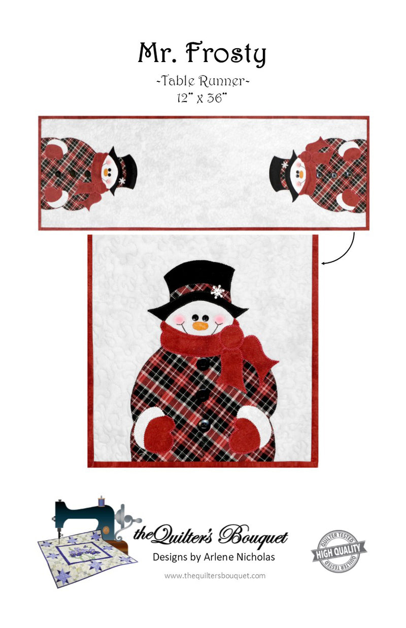 Mr Frosty Table Runner Pattern - 12 X 36" - by Quilter's Bouquet