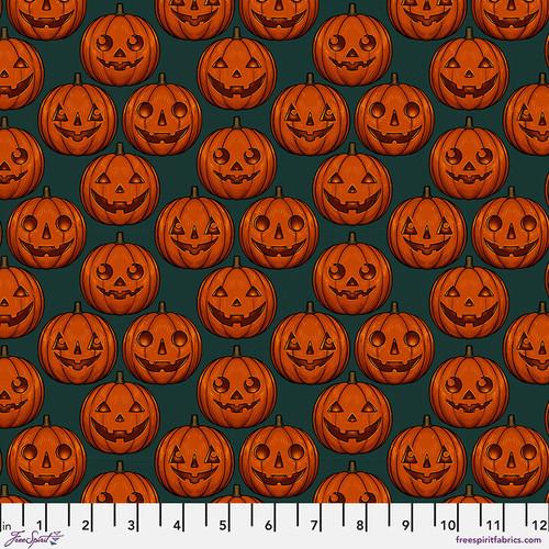 Mystic Moonlight by Freespirit - Pumpkin Grid PWRH093.GREEN