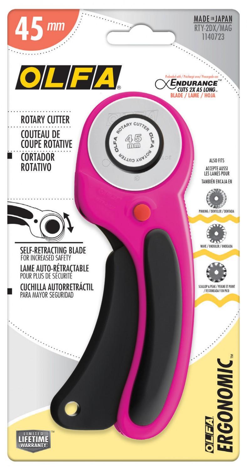 OLFA Deluxe Ergonomic Rotary Cutter 45mm - RTY-2/DX Magenta
