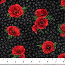Oh Canada 11 Stonehenge by Northcott -  Small Poppy Toss Black 25237-99