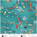 Orbit by Makower UK - Rockets Teal - 249-T