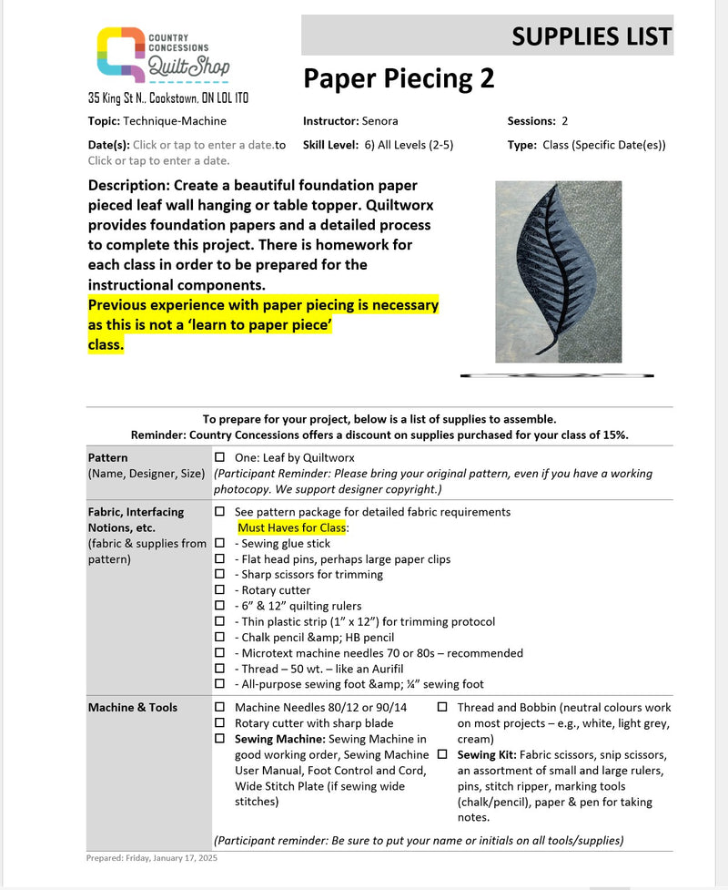 Paper Piecing 2 (January 31 & February 28, 2025)