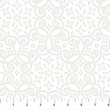 Paper White by Northcott - Damask on White 24956-10