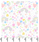 Playtime Flannel - Maywood Studio - Hearts & Rainbows - White F10451M-W