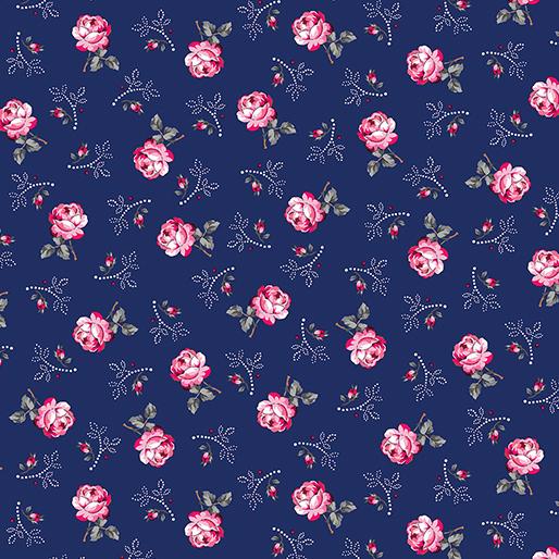 Promise Me by Pat Sloan for Benartex - Flowers on Blue 13558P-50