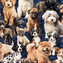 QT Cuties 2 - QT Fabrics - Pack of Puppies 31448-W Denim