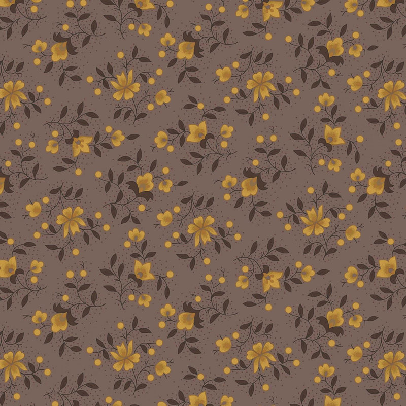 Right as Rain by Kim Diehl for Henry Glass - Tossed Blooms Gray 9833-93