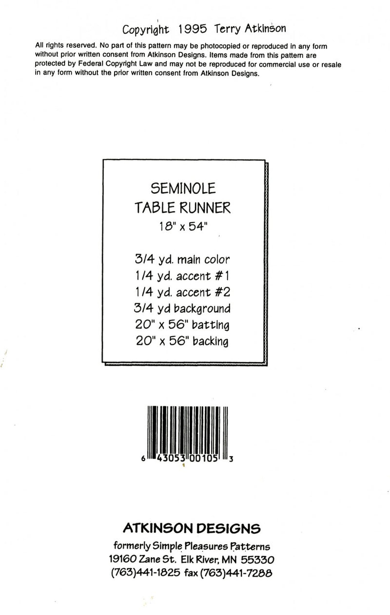 Seminole Table Runner by Atkinson Designs (18" x 54")  ATK105