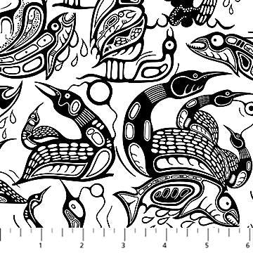 Sacred Earth by Northcott - White/Black Tonal Loons - 27111-10