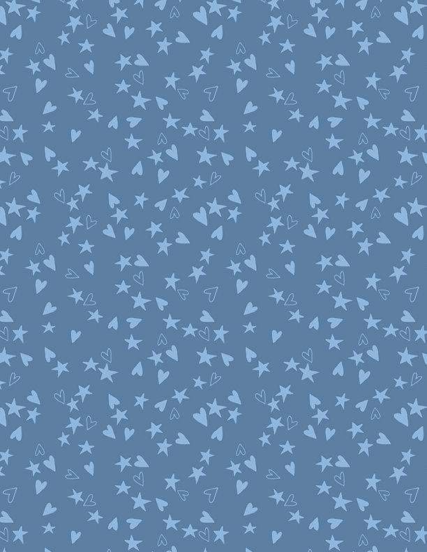 Safari Lullaby by Wilmington Prints - Hearts & Stars Blue 3060-36267-444