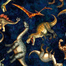 Savage Kingdom - QT Fabrics - Tossed Dinos Navy 31734-N