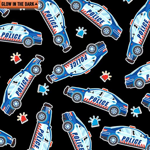 Save the Day - Benartex -  Police Cars Black - 19735GL-12