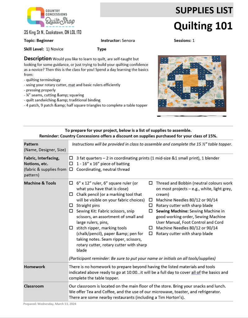 Quilting101 (October 31, 2025)