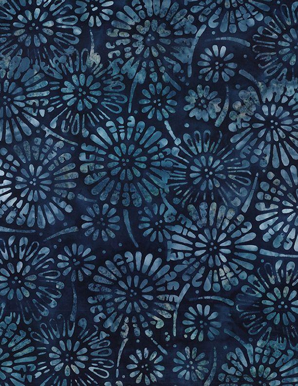 Shoreline - Wilmington Batiks - Flower Burst Dark Blue 1400-22300-441