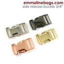 Side Release Buckle 3/4" - Gold Finish - by Emmaline Bags
