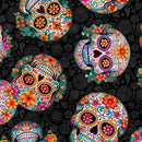 Skullduggery by QT Fabrics - Sugar Skull Toss 31141-J Charcoal