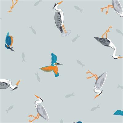Small Things - Rivers & Creeks by Lewis & Irene - Herons & Kingfisher Light Blue SM79-2