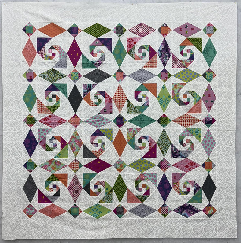 Snazzy Snails Trail - SAMPLE - Pieced Top - 62" x 62"