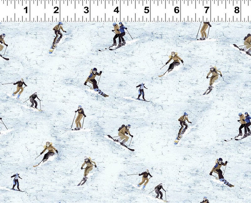 Snow Mountain by Clothworks - Skiers Light Denim - Y4212-87