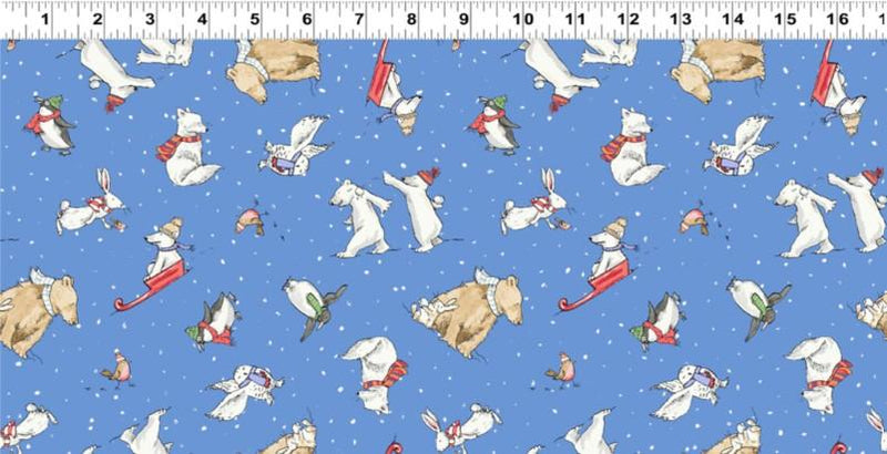 Snowtime - Clothworks Flannel - Y4556-90 Animals Blue