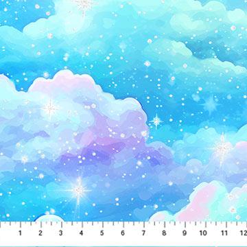 Sparkle Magic - Northcott - Blue Multi Clouds G27637-43