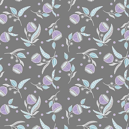 Stitch Garden by Contempo Studio for Benartex - Flowers Charcoal 16196-11