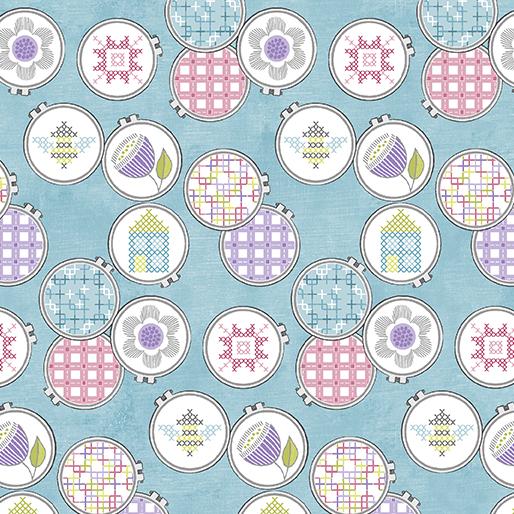 Stitch Garden by Contempo Studio for Benartex - Hoops & Stitch Turquoise 16191-80